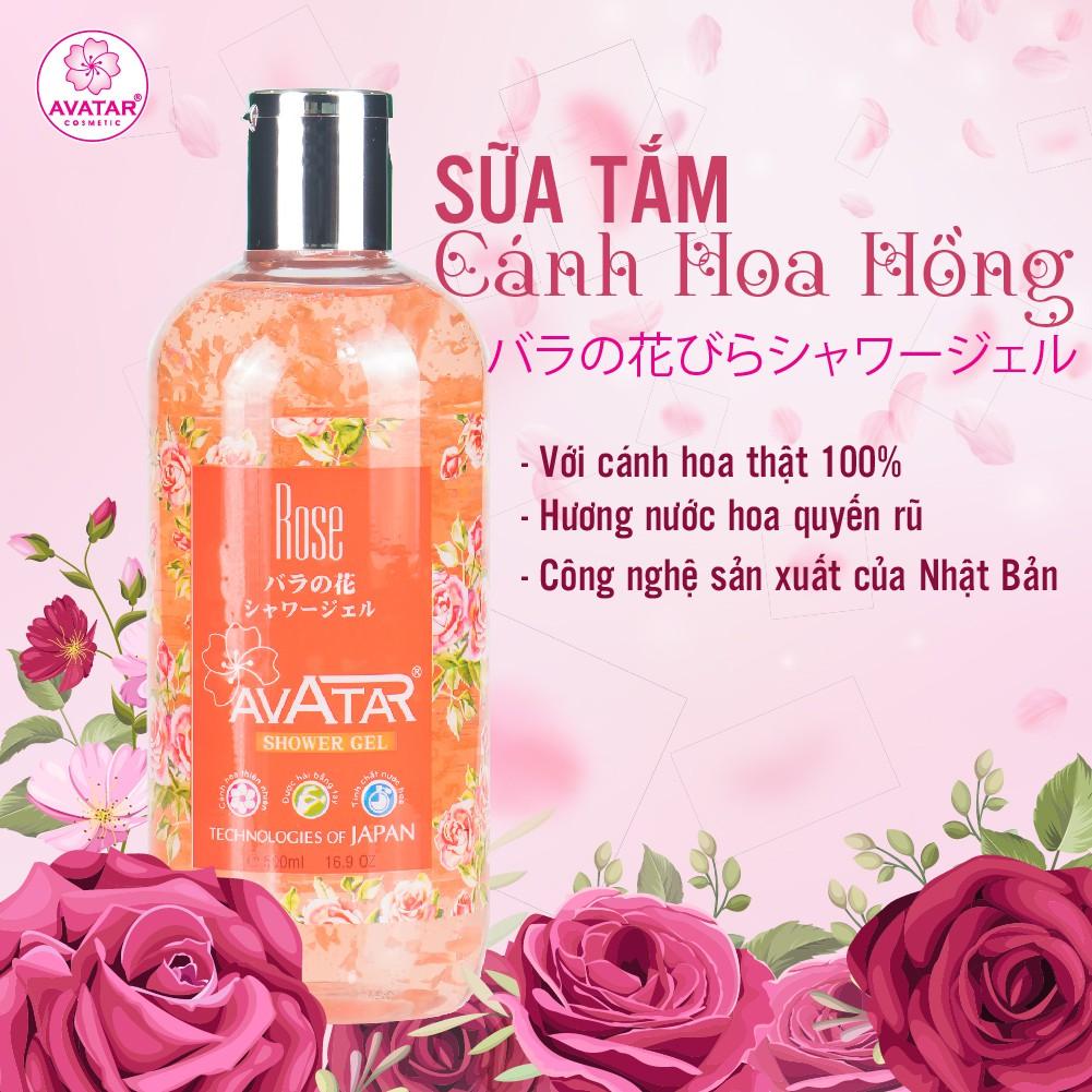 Sữa tắm Nhật cao cấp cánh hoa hồng Rose 500ml- giúp tươi trẻ làn da mịn màng, mềm mại và trắng hồng