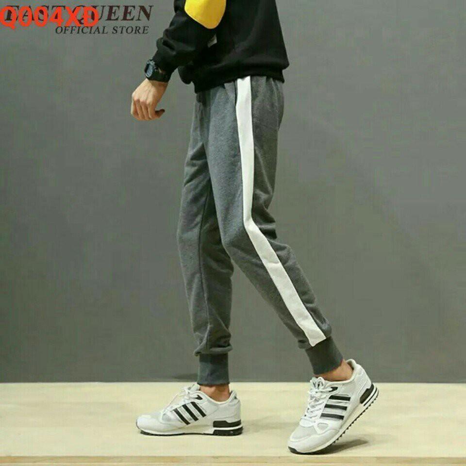 Quần JOGGER Dài Nam Nữ Unisex Chất Vải Nỉ Poly 2 Sọc CÓ KHOÁ Túi, Quần thể thao nam nữ jogger CÓ KHOÁC túi PHỐI 1 SỌC Cao Cấp kiểu bó ống Hàn Quốc chất vải đẹp BO LAI DẸP - JINS STORE