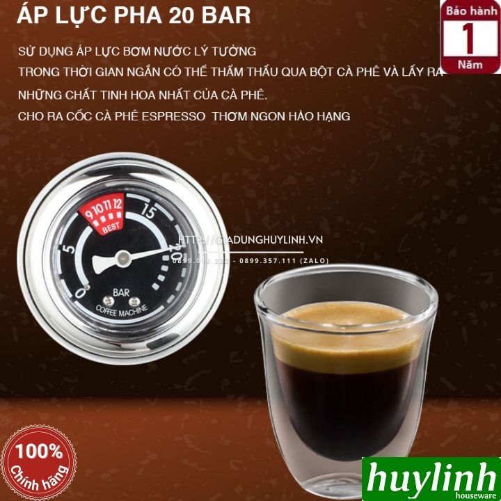 Máy pha cà phê Espresso Tiross TS6213 - Tích hợp máy xay cafe - Hàng chính hãng