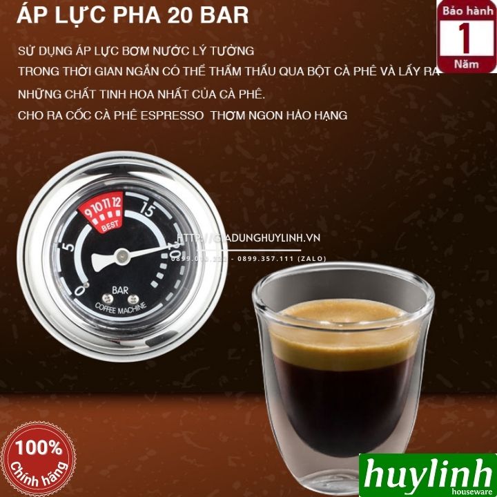 Máy pha cà phê Espresso Tiross TS6213 - Tích hợp máy xay cafe [Model mới 2022] - Hàng chính hãng