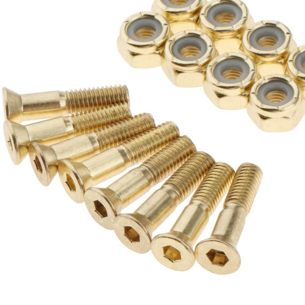 8x Skateboard Mounting Screws Nuts  Skate Deck To Truck Replacement Hardware