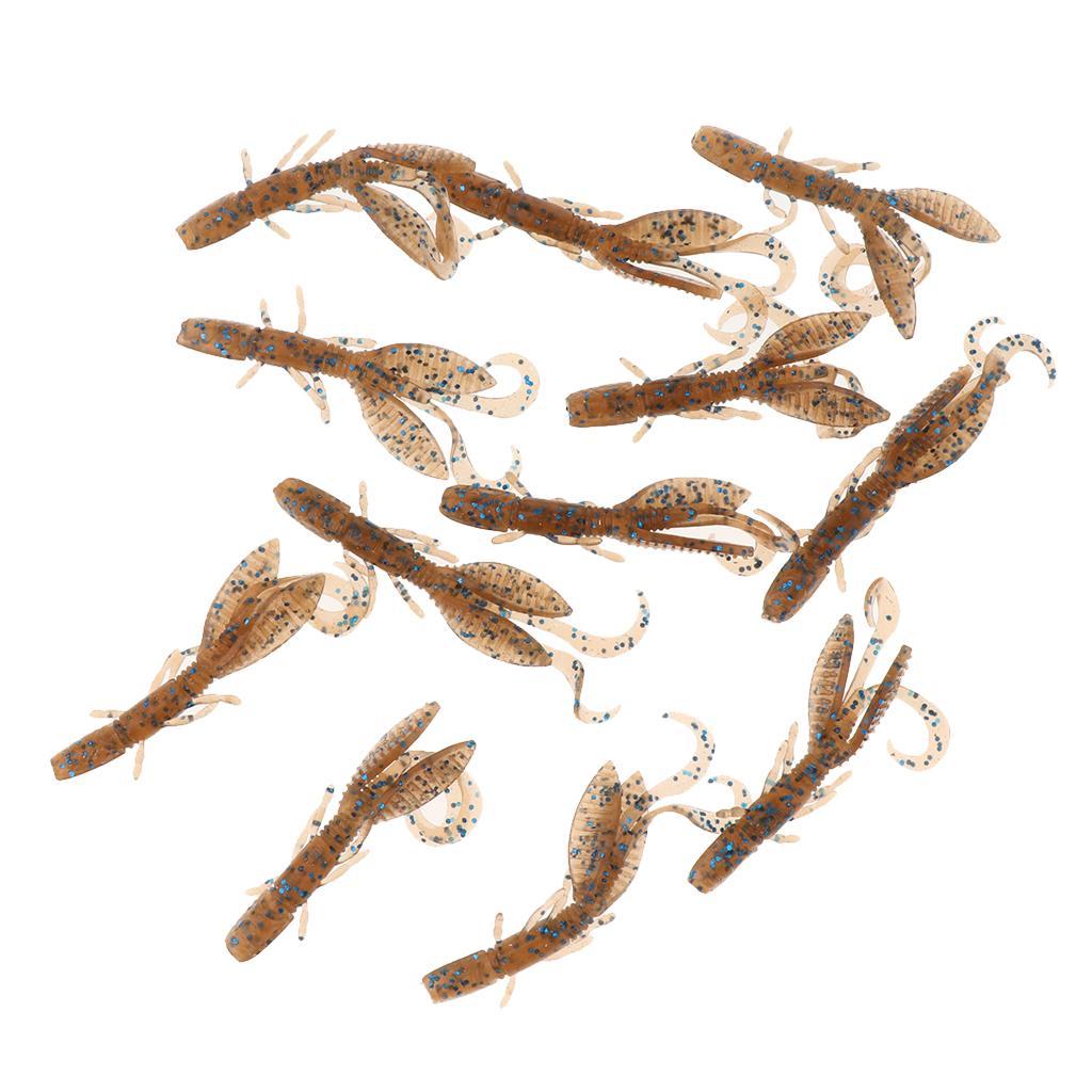 12pcs Soft Worm Lures Shrimp Artificial Fishing Baits Fast Sinking Lobster Crankbaits