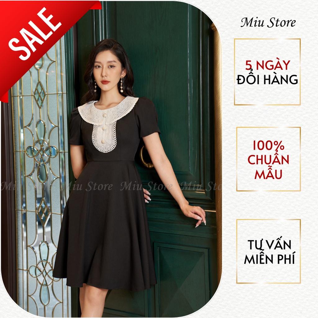 D00477 - Đầm thiết kế cao cấp cổ phối ren sang trong công sở Miu Store