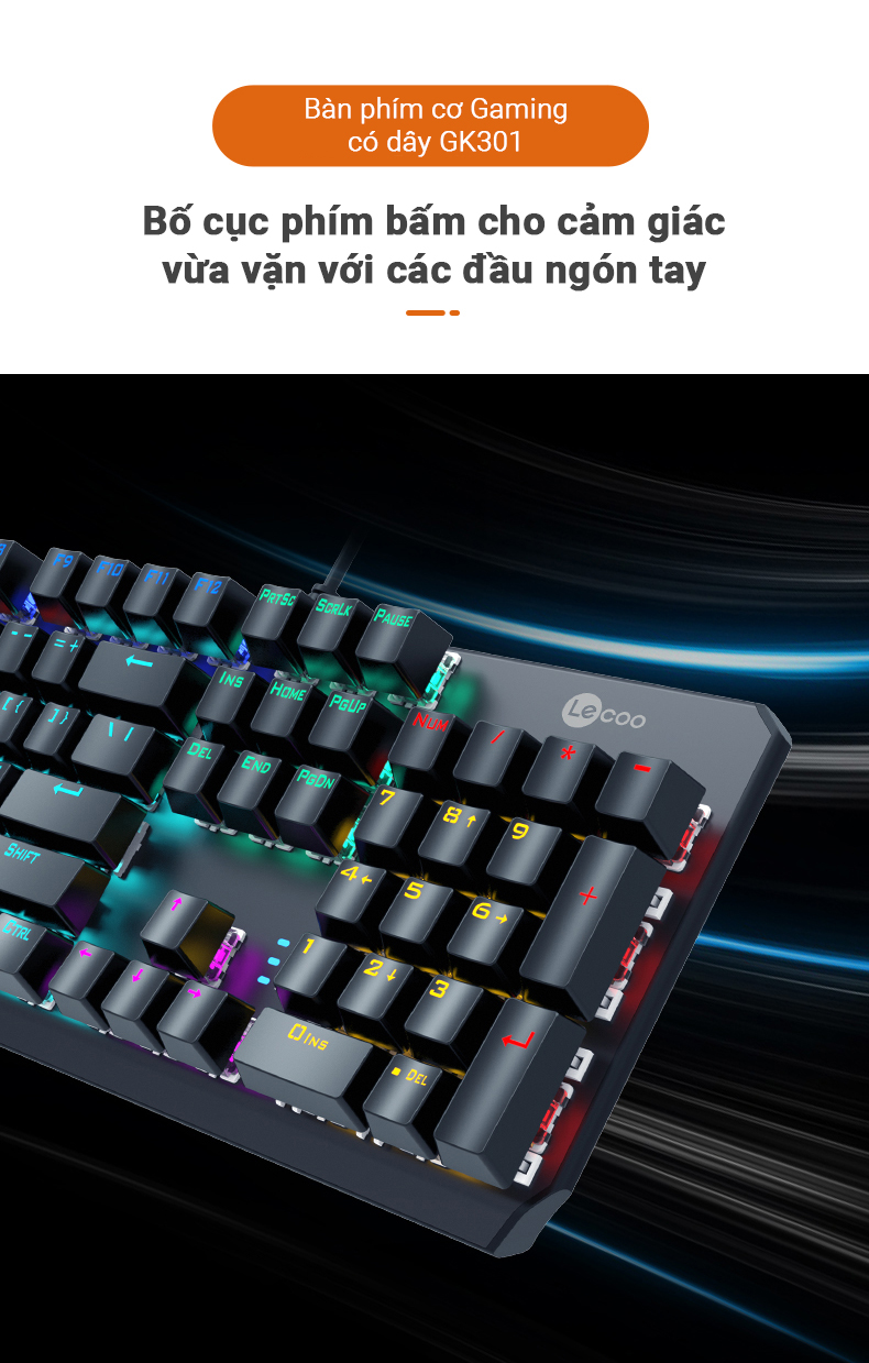 Bàn Phím Cơ Gaming Sothing Lecoo GK301, Hiệu Ứng LED Chơi Game Cho Máy Tính- Hàng Chính Hãng