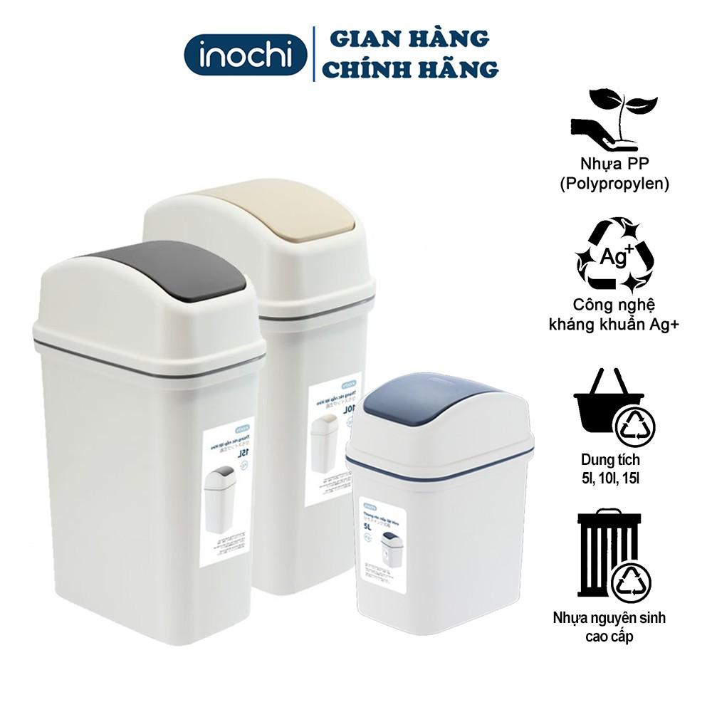 Thùng Rác Nhựa - sọt rác Nắp Lật Thông Minh Inochi 5Lít 10L 15L Làm Sọt Rác Văn Phòng Khách Sạn Đựng Rác Gia Đình THRNL