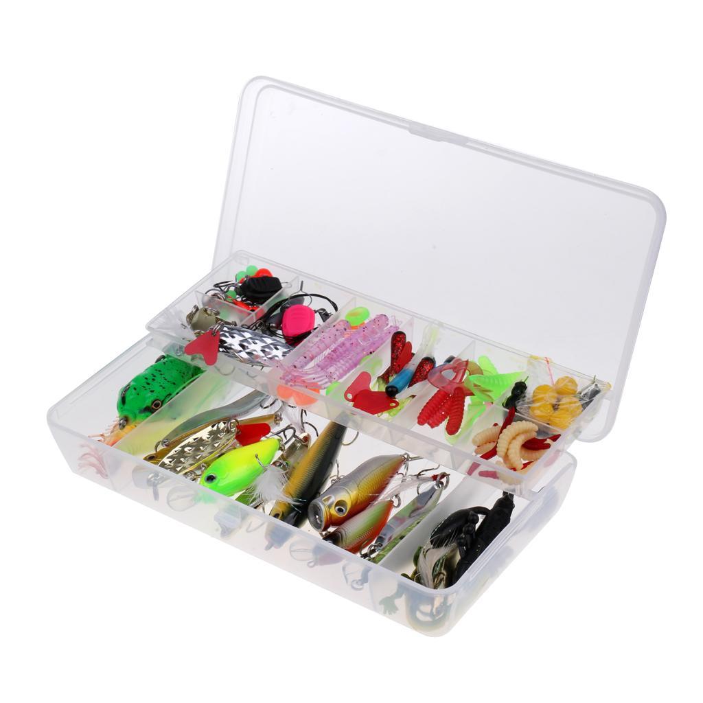 106Pcs/lot Fishing Lure Kit Soft&Hard Lures Spoon Baits Fishing Accessories