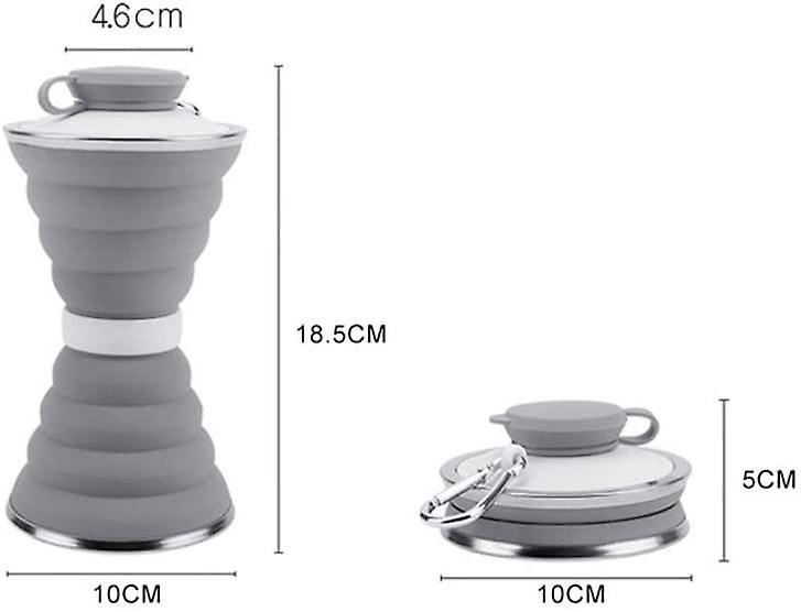 Travel kính viễn vọng du lịch thể thao ngoài trời gấp cốc silicon chai nước có thể thu gọn chai nước gấp, màu xám