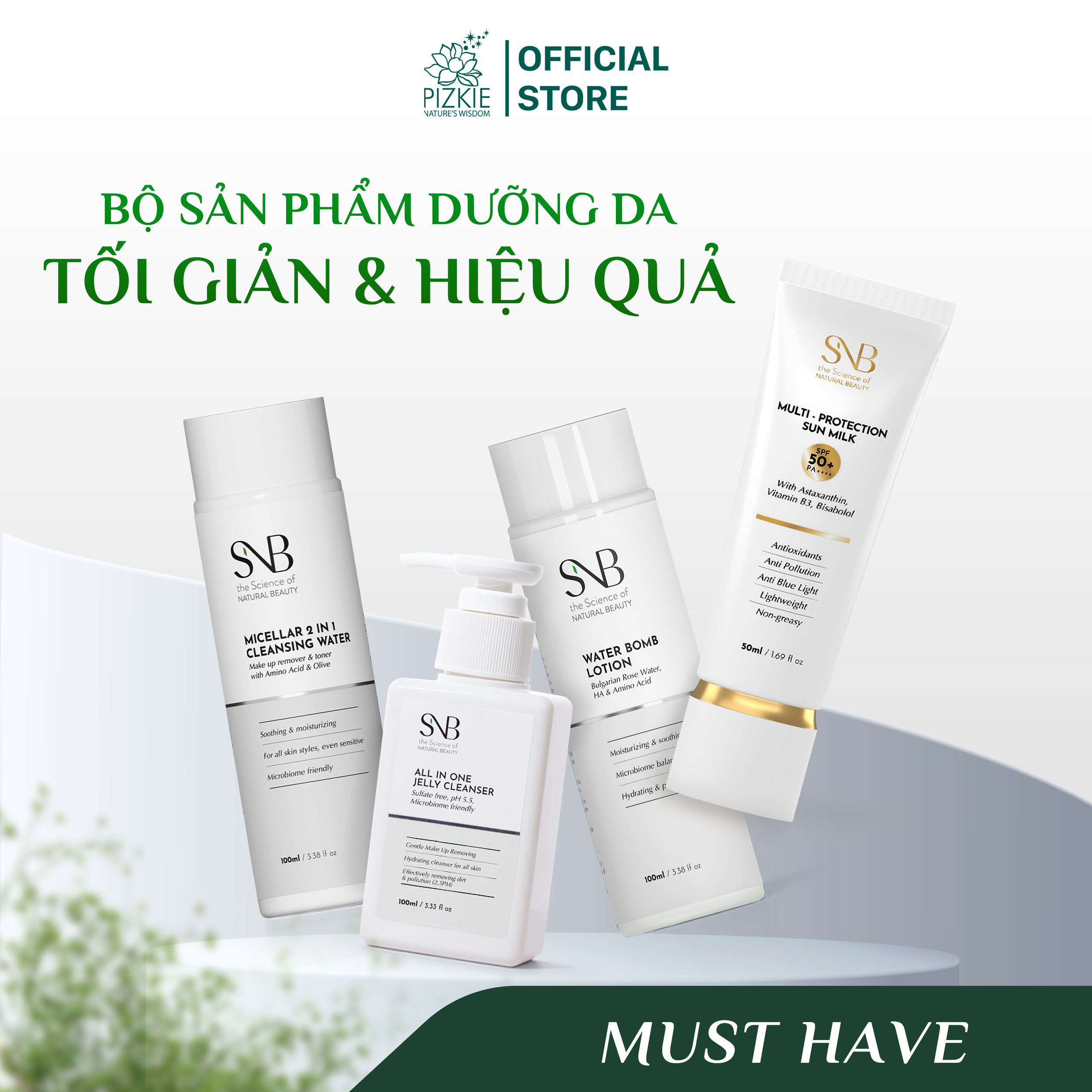 Bộ Sản Phẩm Dưỡng Da Tối Giản &amp; Hiệu Quả Dành Cho Mọi Loại Da Must Have SNB