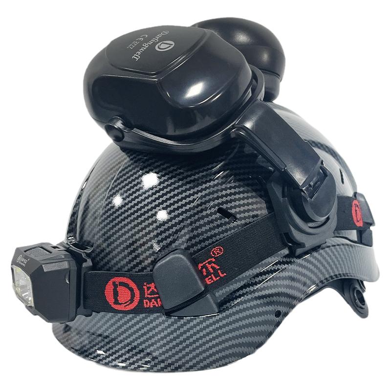 DARLINGWELL CR06X American Safety Helmet With Earmuffs LED Headlight Hard Hat Earmuffs ABS Protective Foresty Industrial