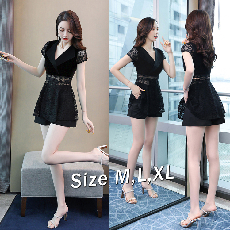 Set nguyên bộ áo phối ren quần short dây kéo 2 túi xinh xắn