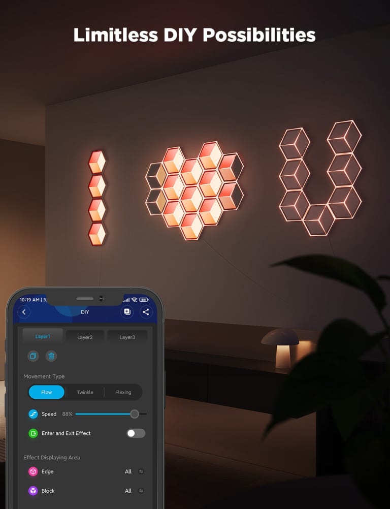 Đèn LED lục giác lắp ghép Govee Glide Hexagon Light Panels Ultra H606A | Ánh sáng đa diện siêu việt