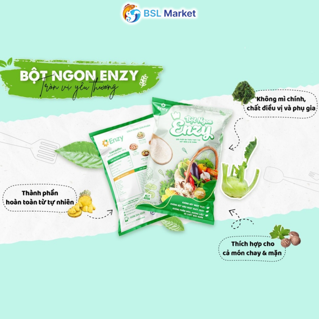 Hạt nêm không bột ngọt Enzy hoàn toàn từ thiên nhiên tốt cho sức khỏe gói 220g
