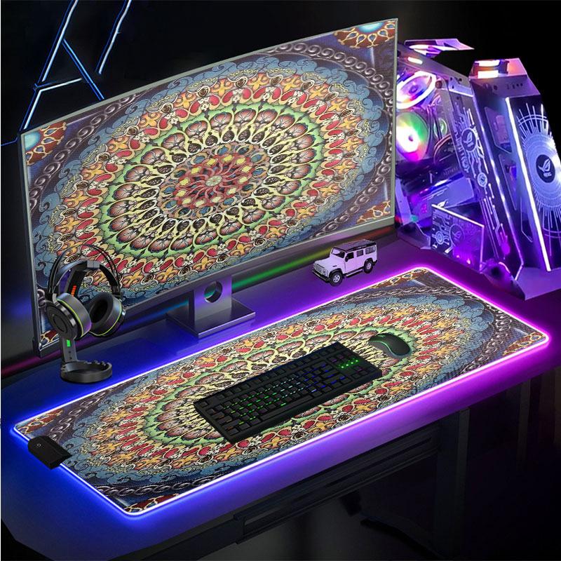 Phong cách mới nhất của Thổ Nhĩ Kỳ Thảm Ba Tư Thổ Nhĩ Kỳ Đèn bầu không khí RGB Phát sáng giao hưởng Bàn di chuột trò chơi quá khổ Tấm lót bàn phím sạc nhanh 15W