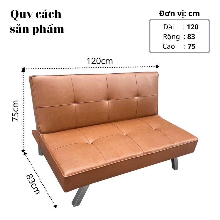 Giá Xưởng Ghế Sofa Mini Simili Cao Cấp Chân Kim Loại - Ghế Sô Pha Nhỏ Gọn Bọc Da Màu nâu Dài 120cm