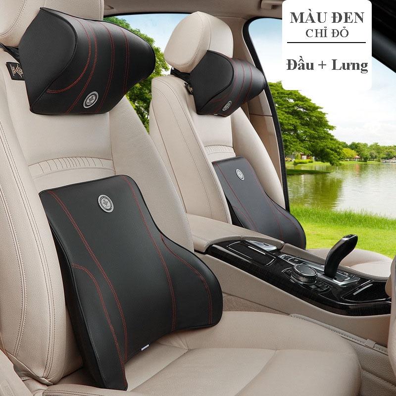 Bộ gối tựa lưng và tựa đầu ô tô cao su non cao cấp, thiết kế sang trọng, màu sắc trang nhã giúp giảm đau mỏi