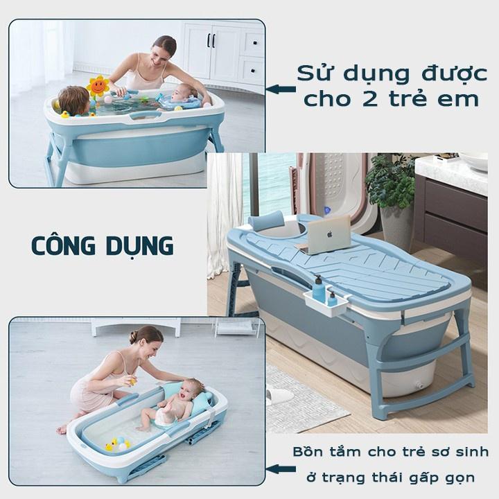 Bồn tắm gấp gọn -cho người lớn, gia đình tắm, xông hơi thư giãn chất liệu nhựa PP và Silicon Loại 1