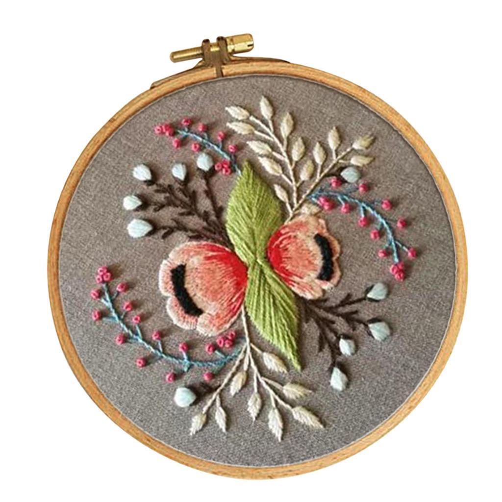 Flower Pattern DIY Needlework Kits Embroidery Hoop DIY Package for Beginners