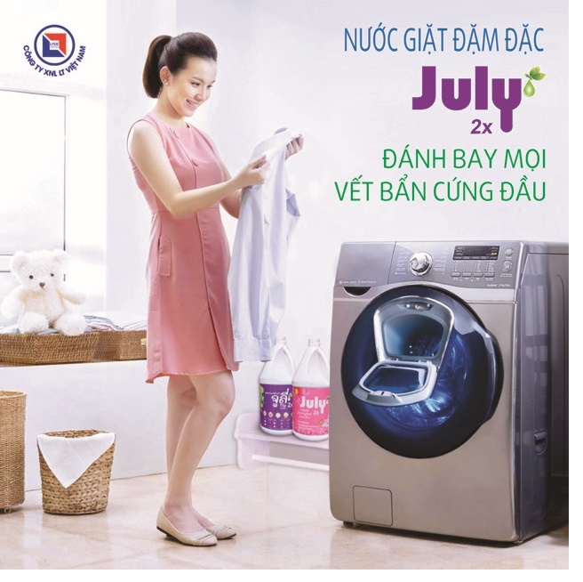 Combo nước giặt xả 2 trong 1 July 2X can 3500ml nhập khẩu Thái Lan + Set 03 chiếc khăn hiệu Fuwari Nhật Bản