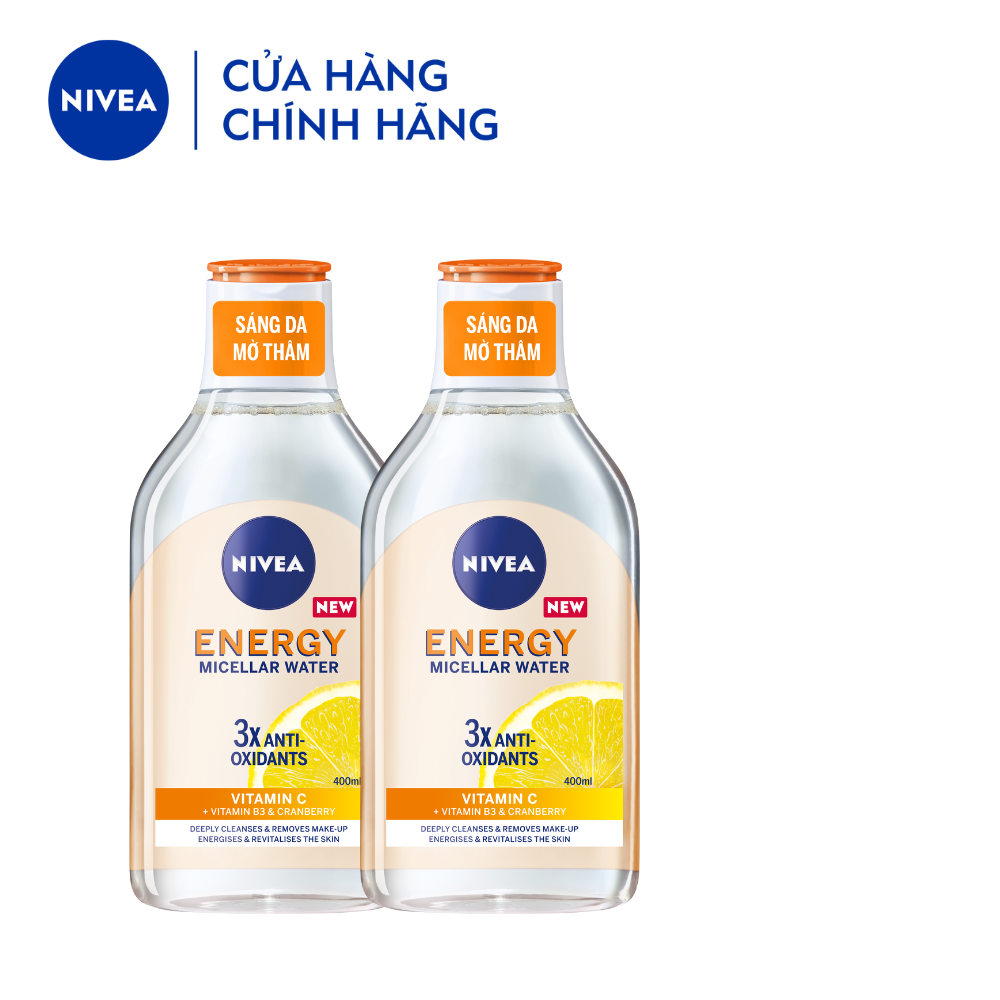 Bộ 2 Nước Tẩy Trang NIVEA Energy Dưỡng Sáng Da | Mờ Thâm | Vitamin C | Nacinamide (400 ml) - 94244