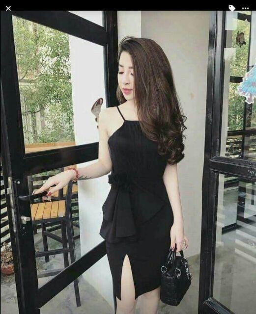 Đầm body yếm bèo hoa eo