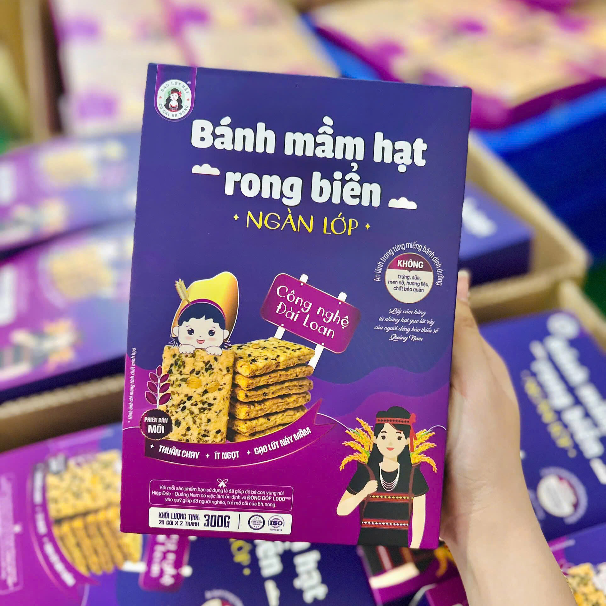 Combo 3 Hộp Bánh Mầm Hạt Yến Mạch Bh.Nong (Mỗi Hộp 300g) - Ăn Chay, Ăn Vặt Healthy, Ăn Dặm Cho Bé, Bữa Sáng, Bữa Phụ