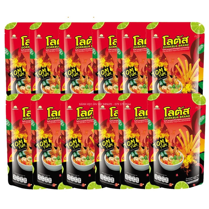 Combo 12 gói Bánh Que Vị Tomyum Dorkbua 62g VN