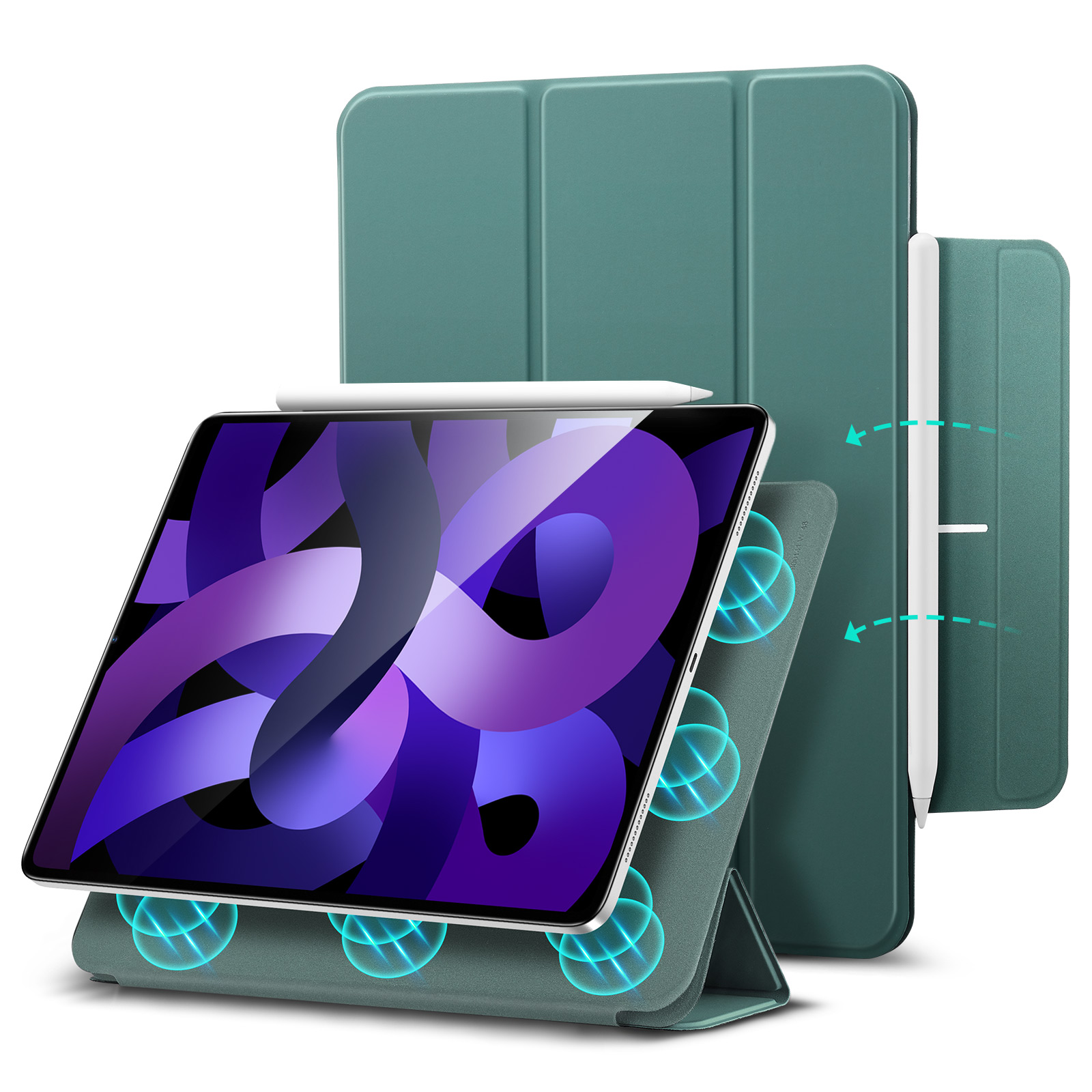 Bao Da Dành Cho Ipad Esr Rebound Magnetic Slim Case - Hàng Chính Hãng - Ipad Air 4 Air 5 10.9 Inch - Xanh Rêu
