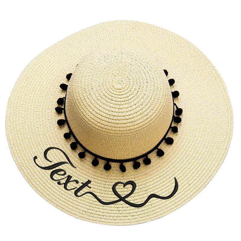 Tùy Chỉnh Mũ Lưỡi Trai Nữ Thêm Chữ Thêu Bãi Biển Mùa Hè Nón Với Tên Miếng Vải Cô Dâu Phù Dâu Nữ Tấm Che Nắng Nắp