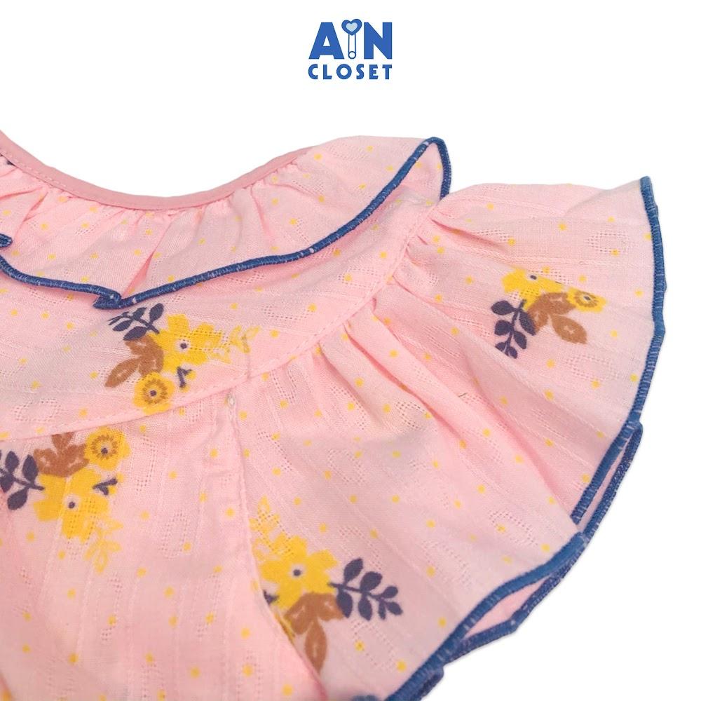 Bộ quần áo ngắn bé gái họa tiết Hoa Lan vàng quần xanh cotton boi - AICDBG6JKSOS - AIN Closet