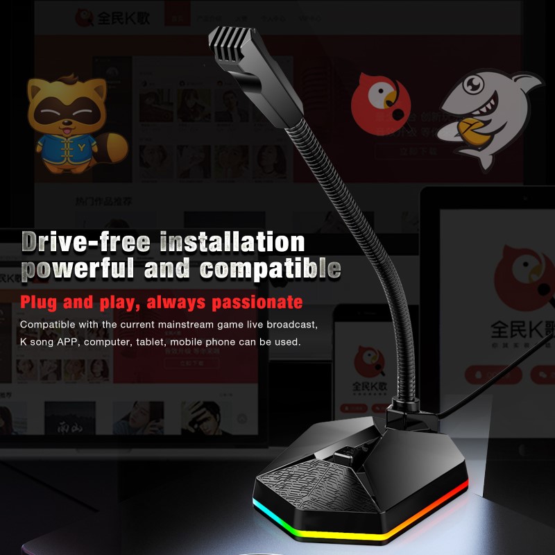 Microphone Led RGB TSP2012 kết nối USB cho máy tính - hàng nhập khẩu