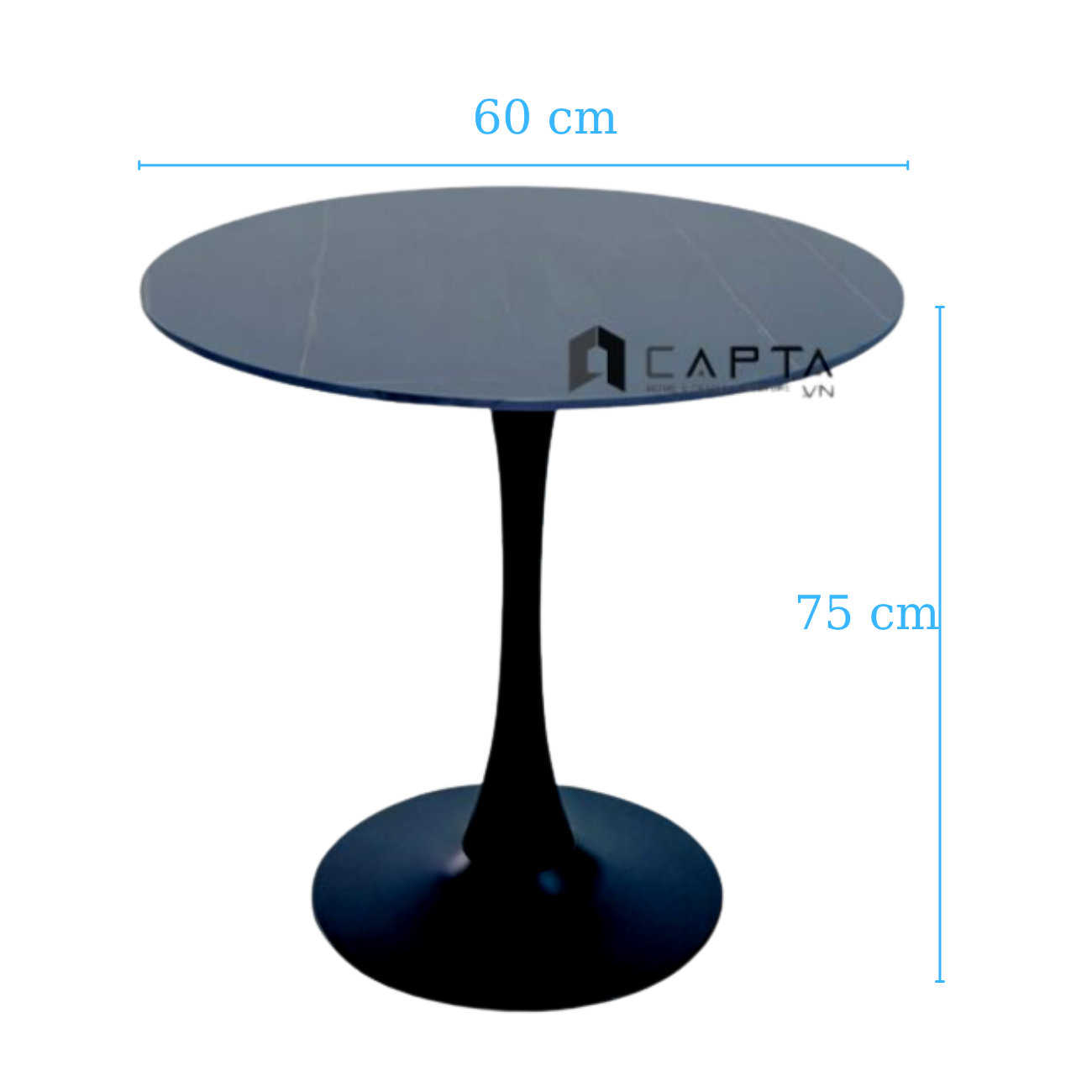 Bàn cafe Tulip mặt đá phiến màu trắng / đen tròn 60 cm Bàn tiếp khách văn phòng đẹp TE TULIP 2-06E3 TpHCM