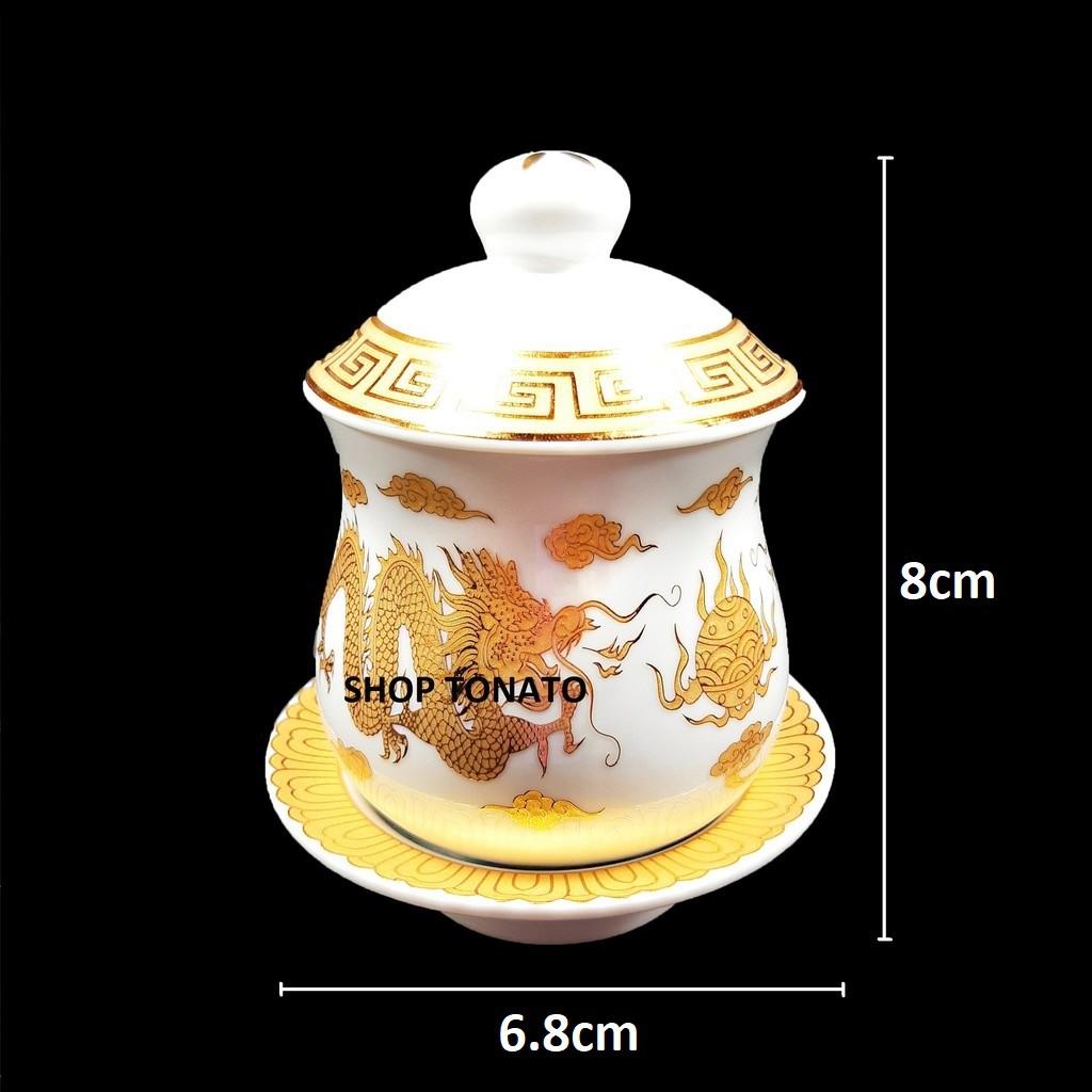 CHUNG NẮP ĐẬY, LY NẮP RỒNG TRẮNG 2128 CAO 11.5CM