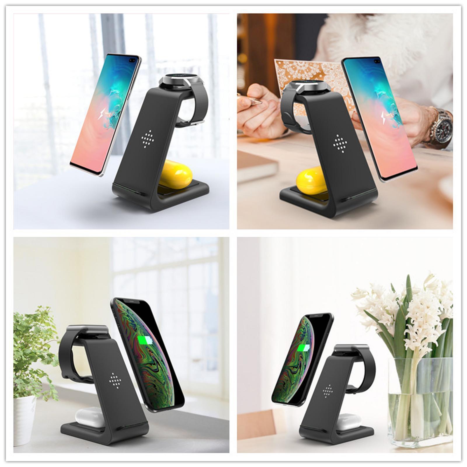 3 in 1 Qi Wireless Charger 10W Dock Station for Smartphone Watch Earbuds