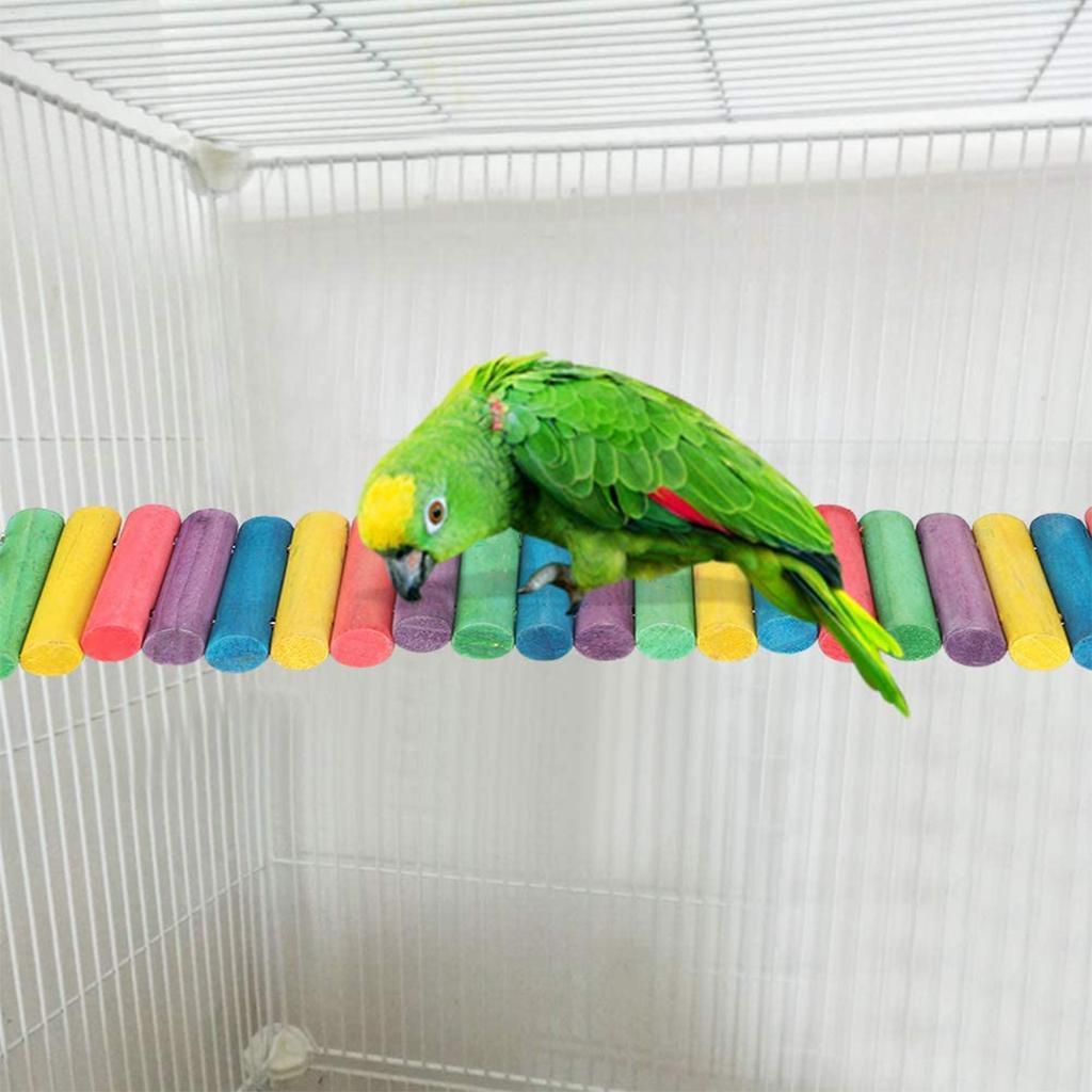 Bird Parrot Suspension Bridge Swing Stand Perch Cage Hanging Toys
