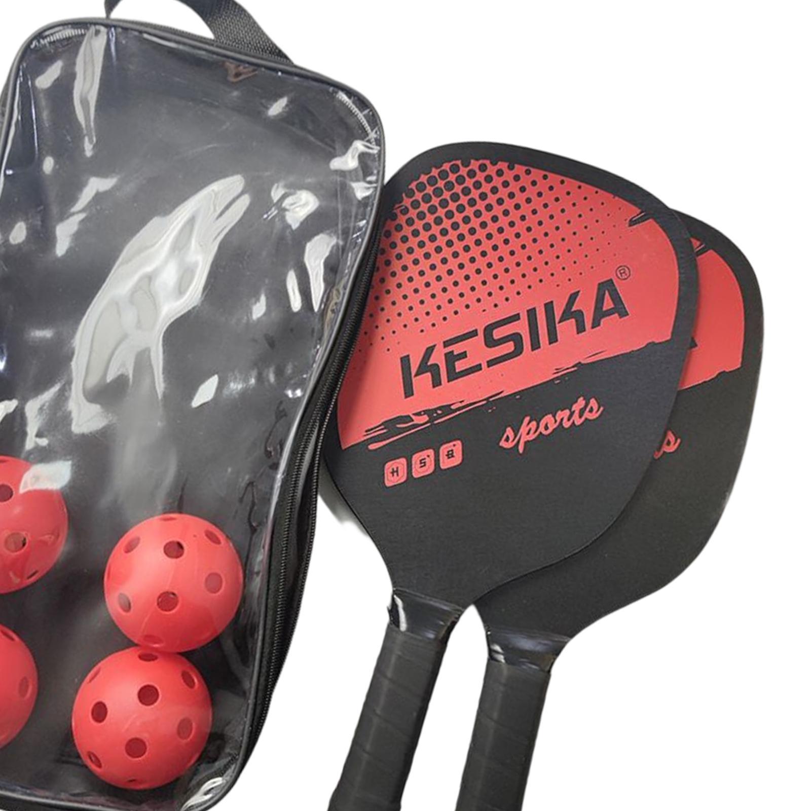 Pickleball Paddles Set Rackets Carry Bag Wood 4 Balls for Indoor Women Adults Equipment