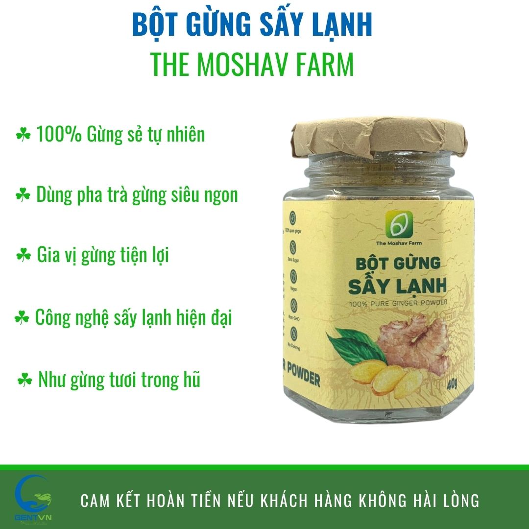 The Moshav Farm Bột Gừng Đông Y Sấy Lạnh Dùng Làm Gia Vị Nấu Ăn, Trà Gừng, Ngâm Chân, Giảm Cân Và Nhiều Công Dụng Khác Hũ 40Gr