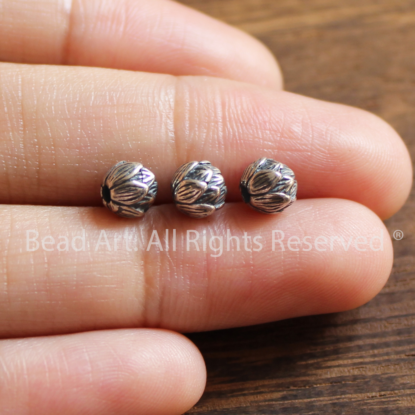 [1 Cái] Charm Hoa Sen Bạc 925 5.5MM, Phối Vòng Tay Phong Thuỷ, Trang Sức, Chuỗi Hạt - Bead Art