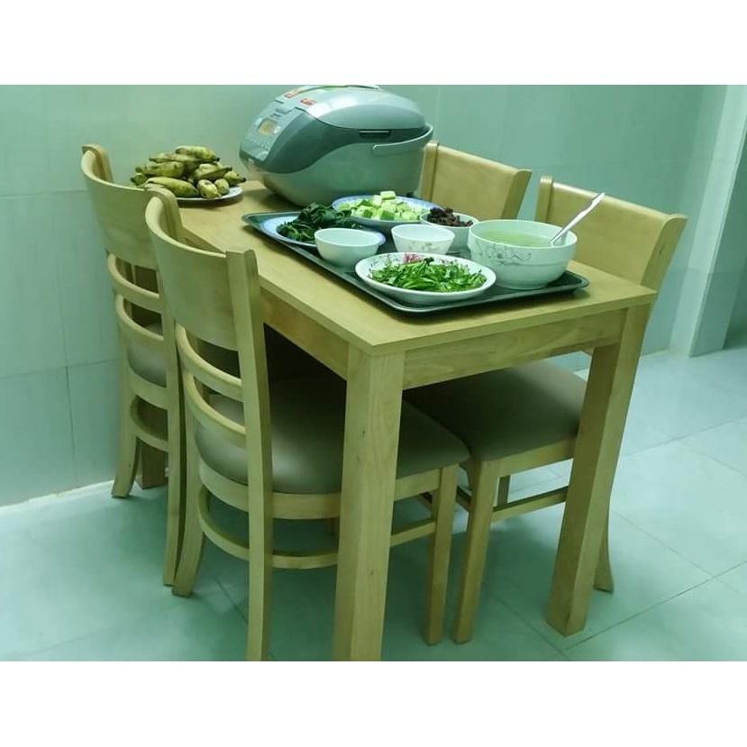 Bộ Bàn ăn Cabin gỗ cao su tự nhiên xuất khẩu giá rẻ (Hàng đẹp) 75cmx115cmx75cm - Mặt bàn: chất liệu HDF lõi xanh nhập khẩu Malaysia