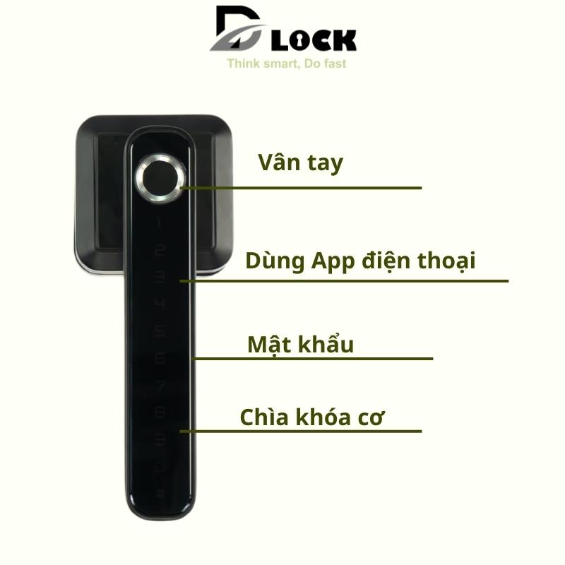 Khóa cửa vân tay điện tử thông minh cho cửa thông phòng gỗ nhôm dùng app cao cấp chống nước, khóa cửa Smart Lock bảo hành 30 tháng Chính Hãng DILLOCK DLF4