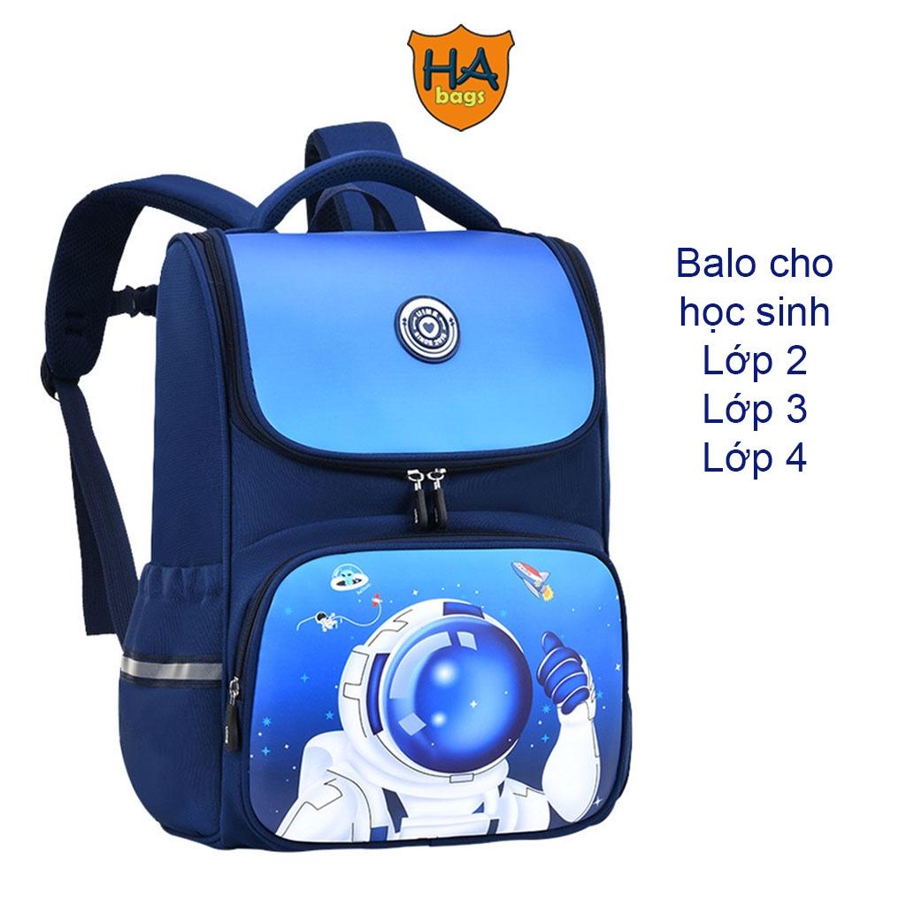 Balo đi học chống gù HA1009, cặp siêu nhẹ cho học sinh tiểu học kích thước 38x28x16cm