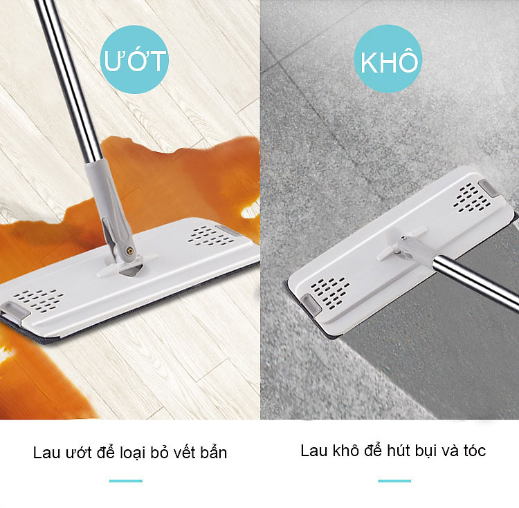 Bộ cây lau nhà VinBuy kèm thùng tự vắt thông minh, chổi lau nhà xoay 360 độ lau sạch nhanh