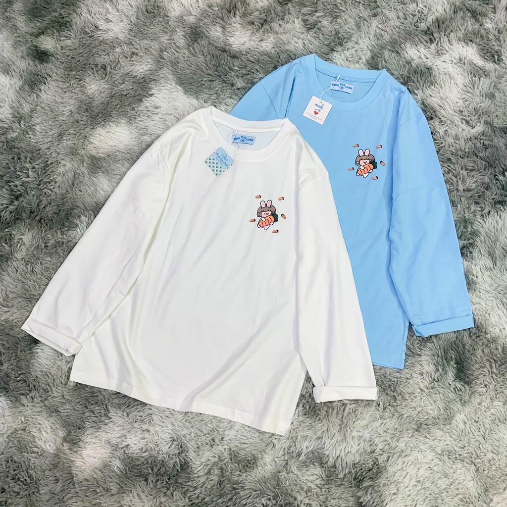 Áo Thun Tay Dài Thu Đông Unisex Thỏ Cà Rốt Ulzzang
