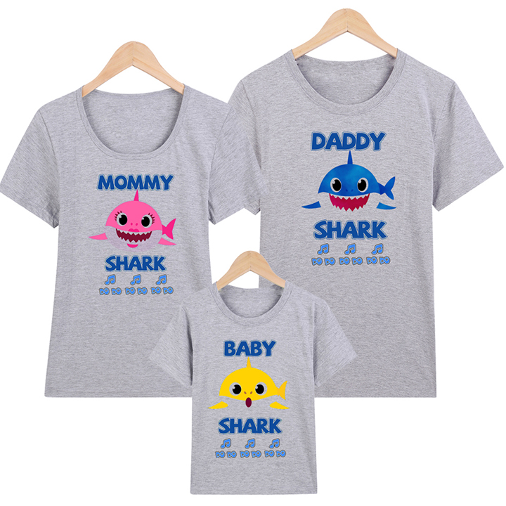 Áo thun gia đình Baby Shark ATGD71-Xám