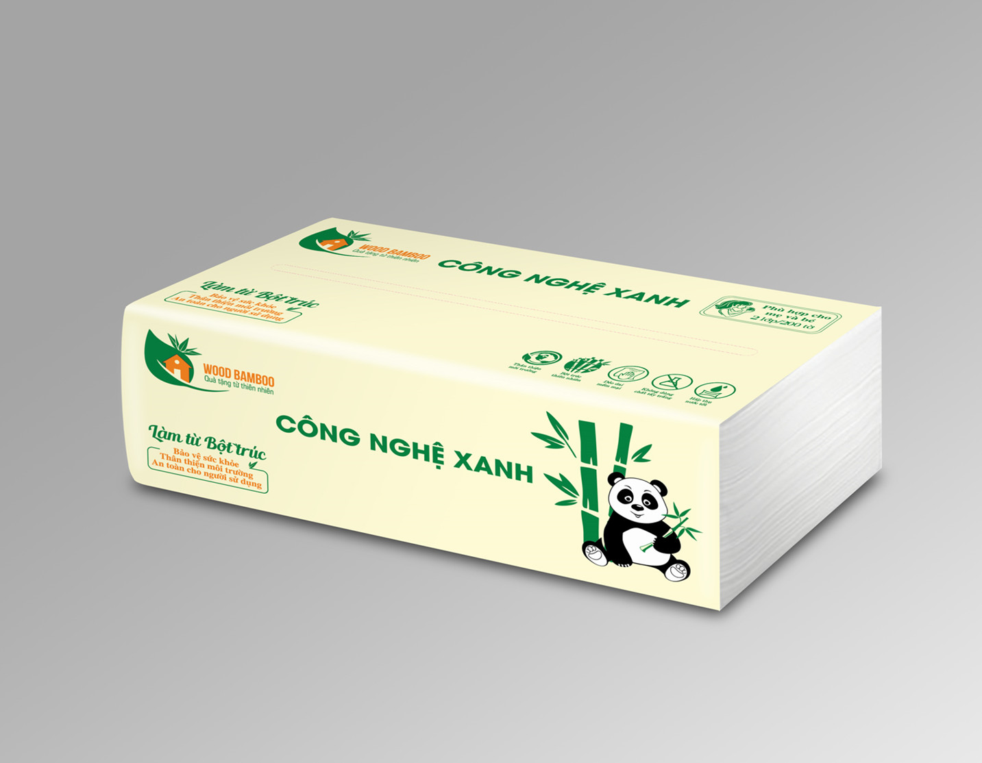 60 gói (1 thùng ) Khăn giấy rút đa năng WOOD  BAMBOO 200*2 lớp