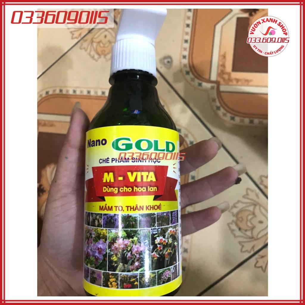 Chế phẩm sinh học dạng chai xịt kích mầm to, thân khỏe M-VITA nano GOLD dùng cho hoa lan, phong lan
