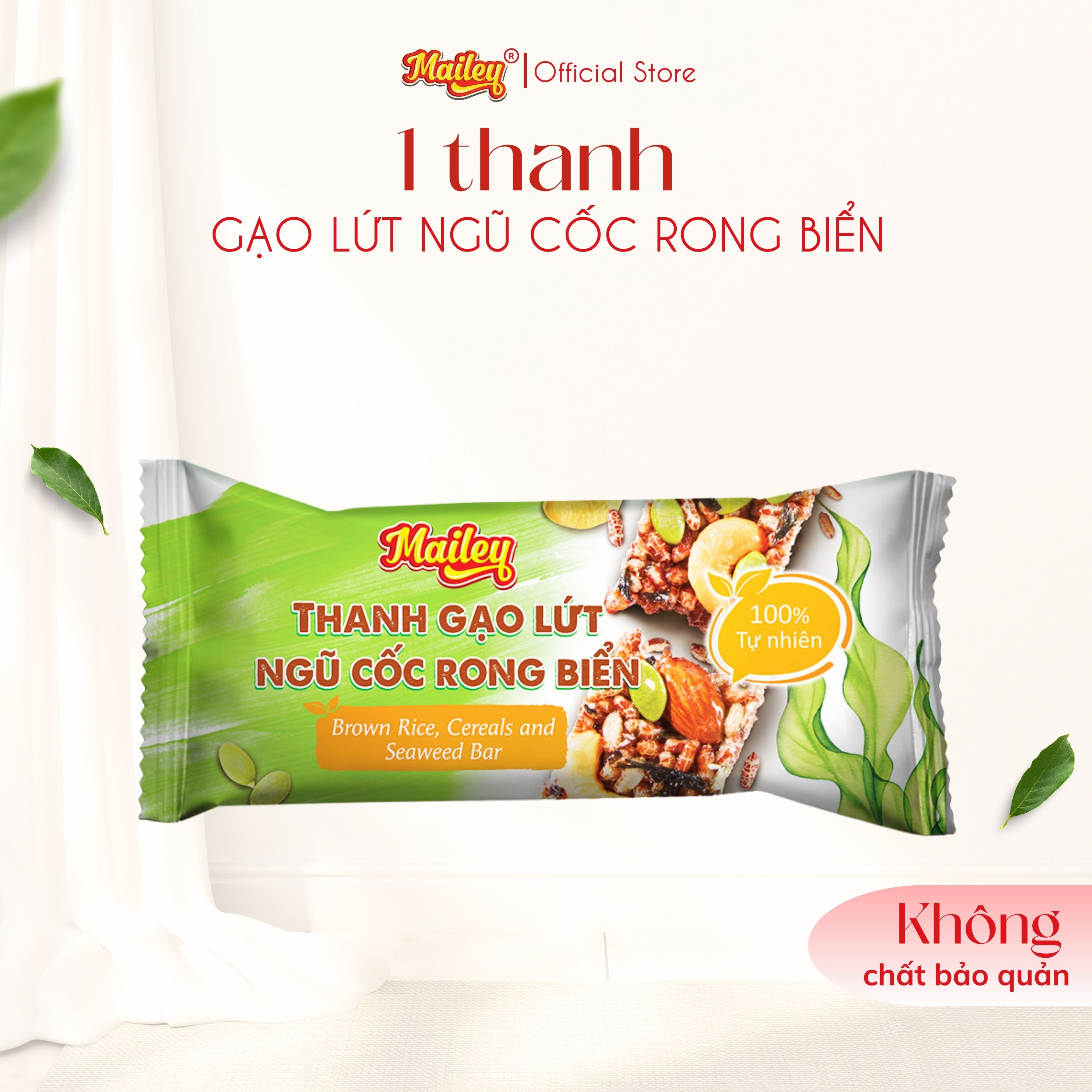 Thanh gạo lứt ngũ cốc chà bông/rong biển mix hạt Mailey Hộp 120g - Bánh gạo lứt ăn kiêng hỗ trợ giảm cân