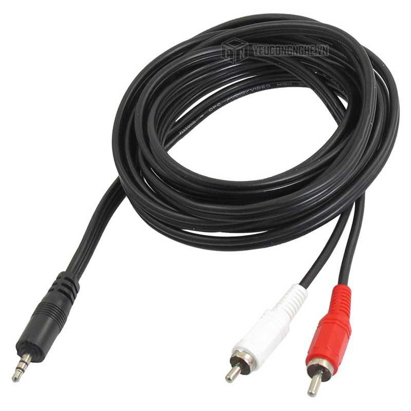 Cáp âm thanh 3.5mm ra 2 đầu hoa sen - Hàng Nhập Khẩu