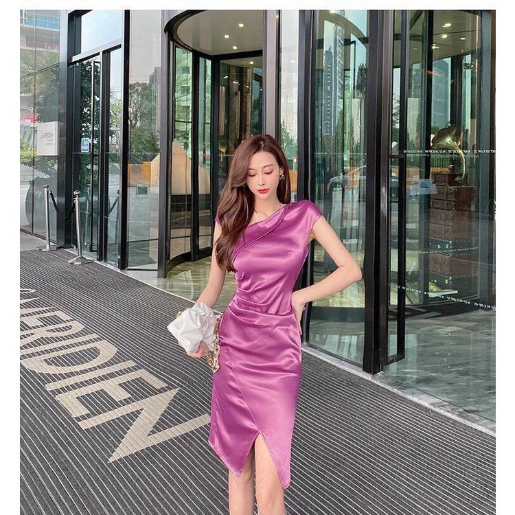 Đầm Ôm Xếp Li Cổ Bẻ