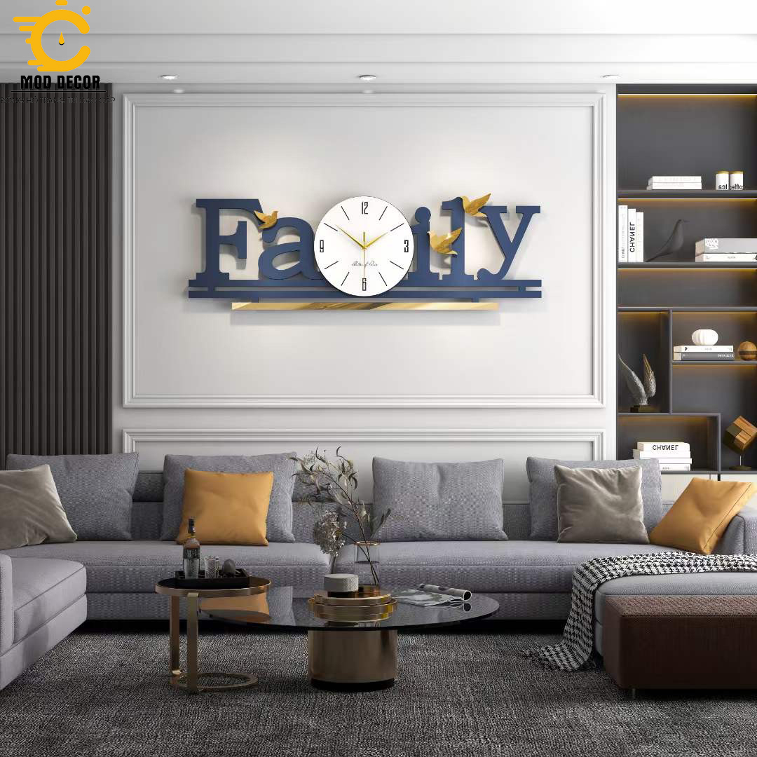 Đồng hồ treo tường kim trôi Family Xanh hạnh phúc 115B