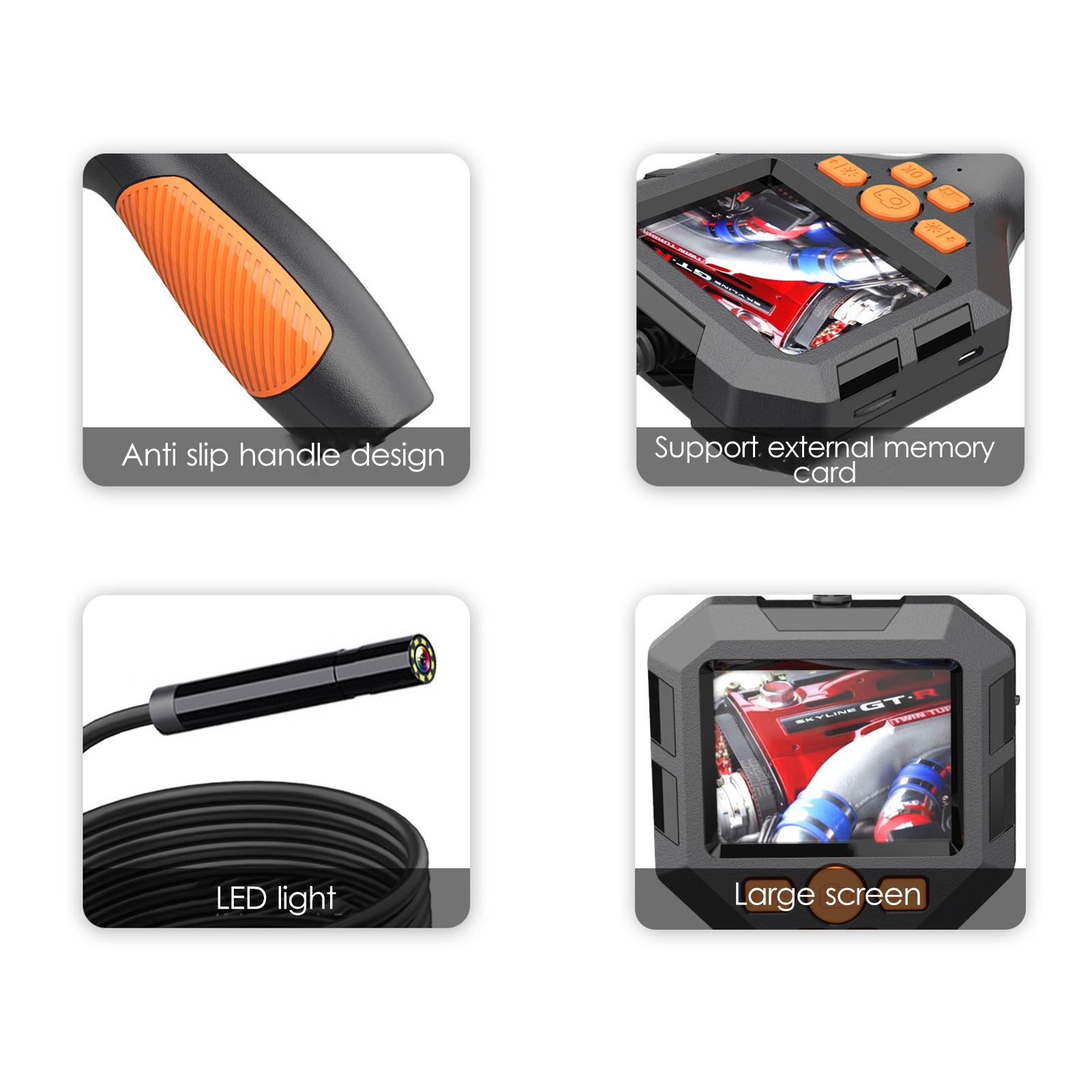 Industrial Endoscope 1080P Digital Borescope IP68 Waterproof Snake Scope Camera Electronic Camera Video Picture Taking Handheld Inspection Camera with 2.8-inch IPS Screen with LED Light for Pipeline Vehicle Inspection